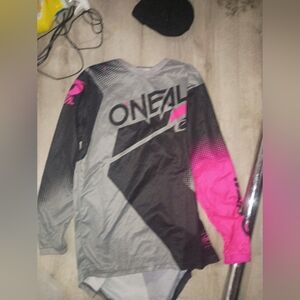 O'Neal Gray and Pink Long Sleeve Jersey